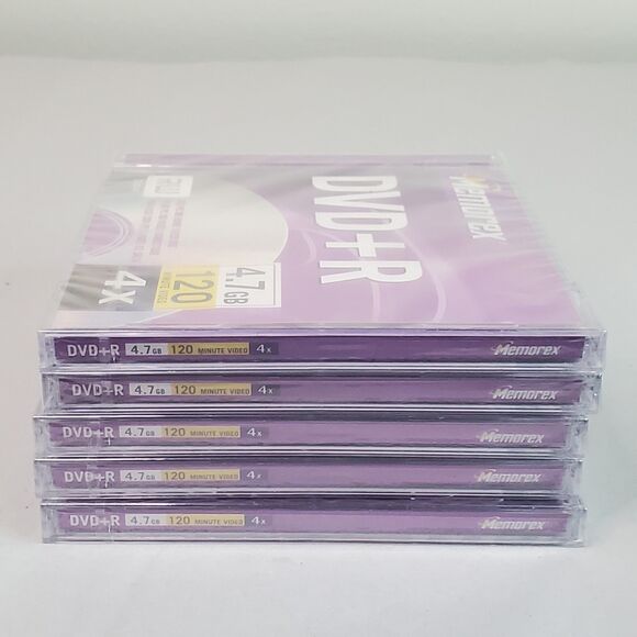 Lot Of 5 Memorex Write Once DVD-R 4.7GB 120Min New Sealed - Picture 8 of 10